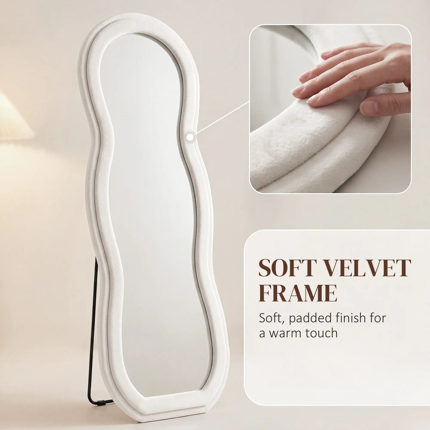 64" X 24" Full Length Mirror, Arched Velvet Frame