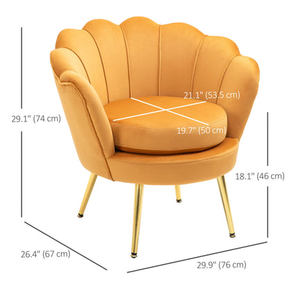 Modern Velvet Accent Chair, Gold Metal Legs, 1-Piece, Yellow Accent Chairs at Gallery Canada