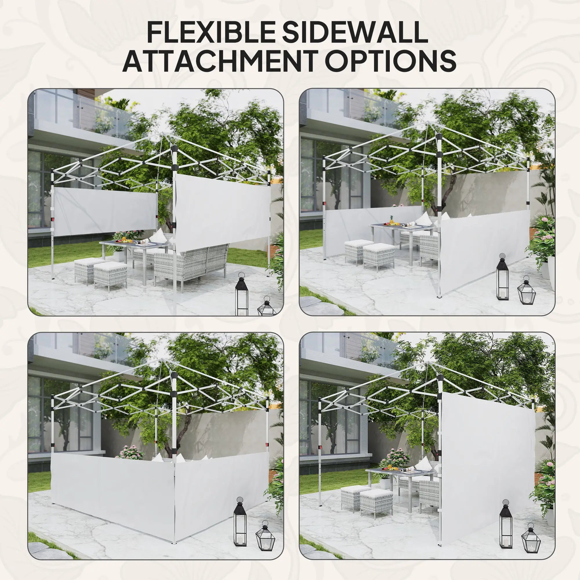 Canopy Sidewalls, 10' x 10' or 10' x 20', 2 PCS, White Gazebo Sidewalls at Gallery Canada