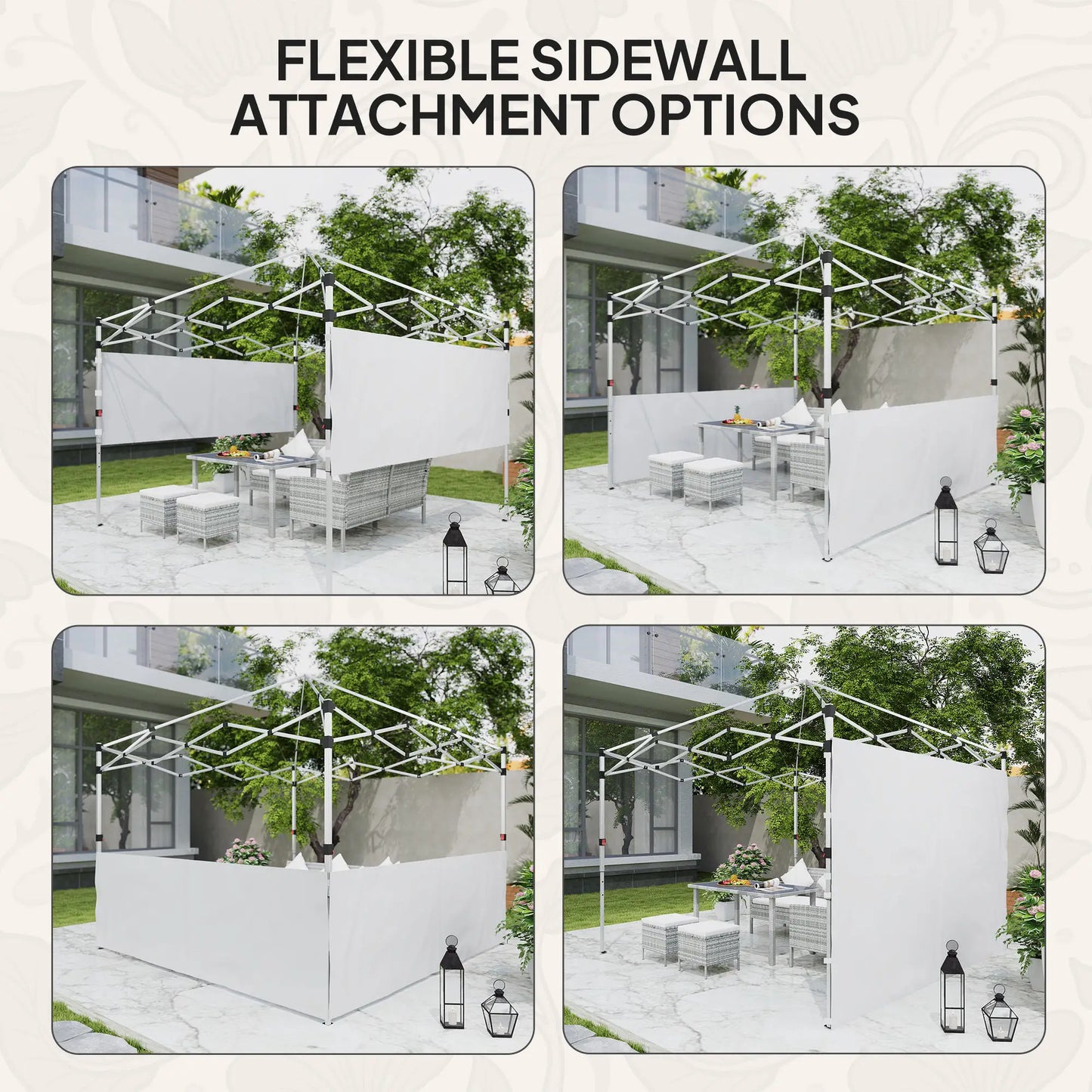 Canopy Sidewalls, 10' x 10' or 10' x 20', 2 PCS, White Gazebo Sidewalls at Gallery Canada