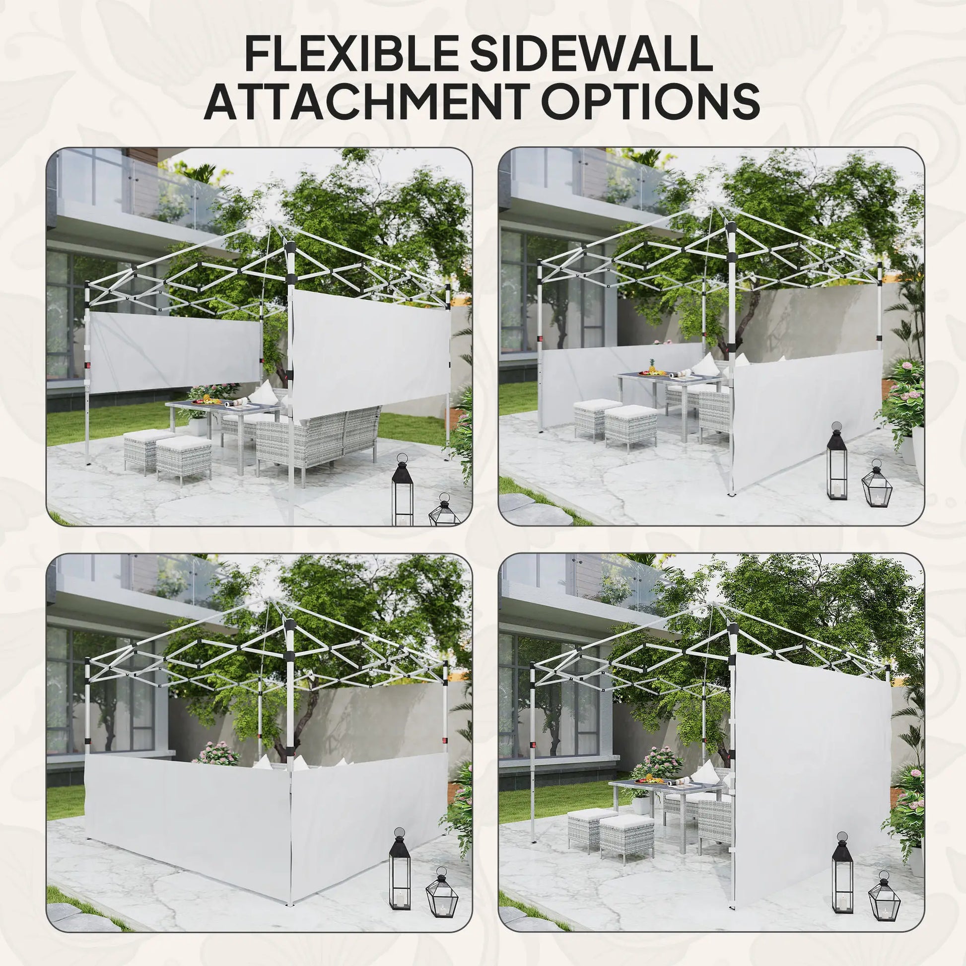 Canopy Sidewalls, 10' x 10' or 10' x 20', 2 PCS, White Gazebo Sidewalls at Gallery Canada