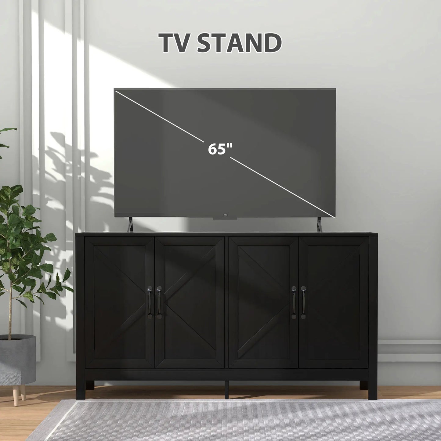 Sideboard Buffet, Storage Cabinet, TV Stand for 65 Inches, Black Oak Bar Cabinets at Gallery Canada