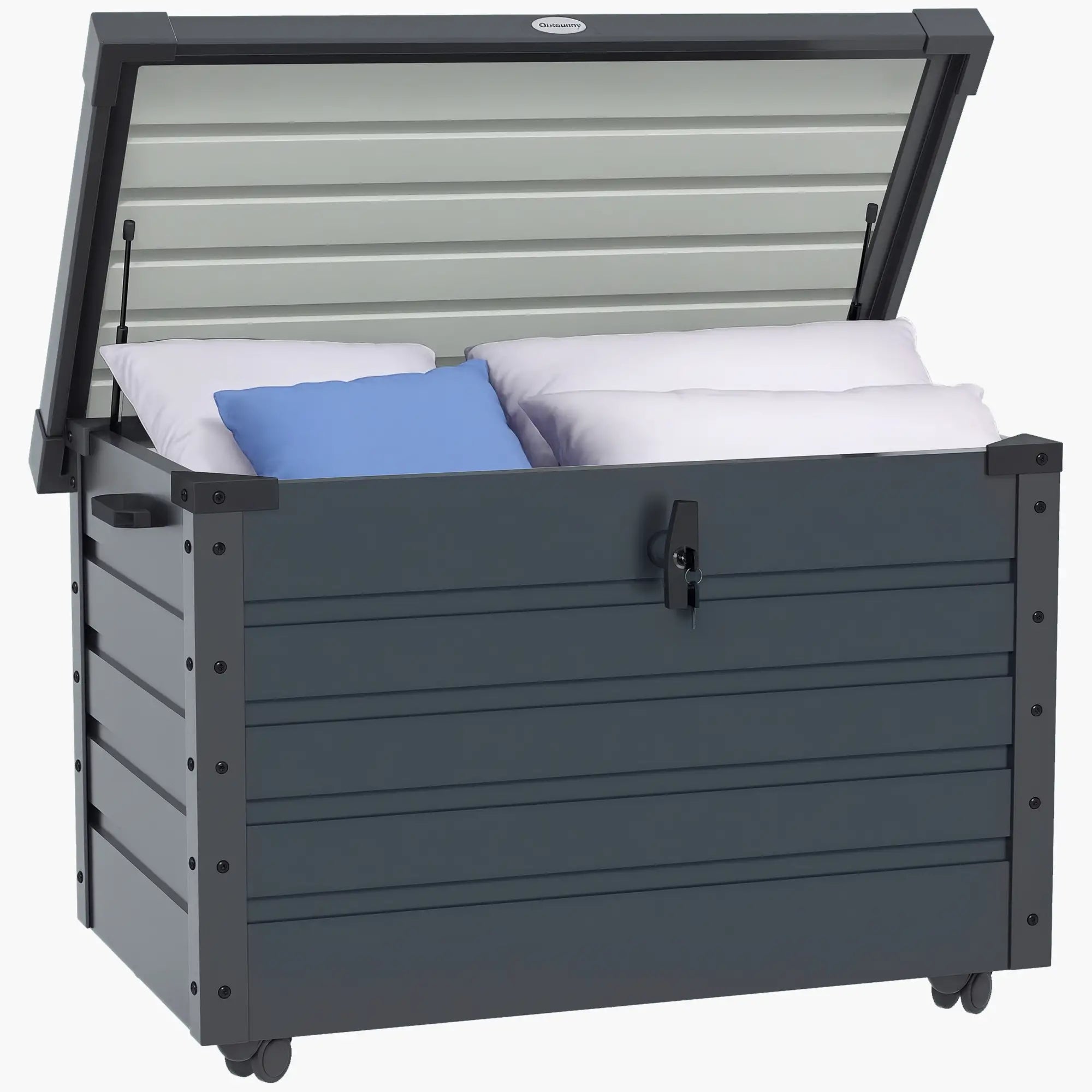 78 Gallon Waterproof Outdoor Storage Box With Wheels, Dark Grey Patio Storage Boxes at Gallery Canada