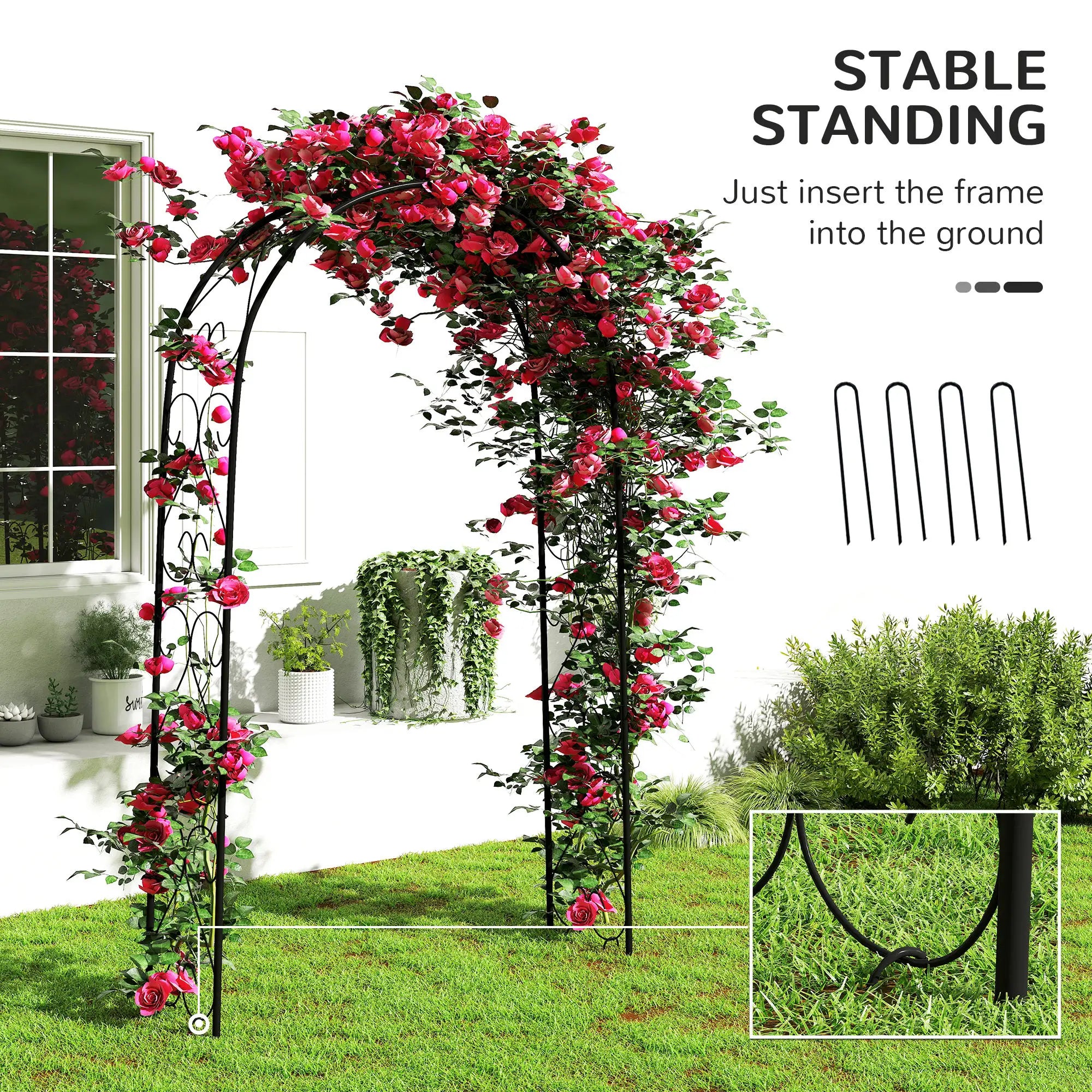 Steel Garden Arch, 7.5' Arbor Trellis for Climbing Plants, Roses Garden Arches at Gallery Canada