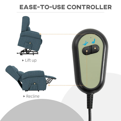 Wingback Lift Chair, Power Recliner with Footrest, Remote, Side Pockets, Blue Electric Power Lift Chairs at Gallery Canada