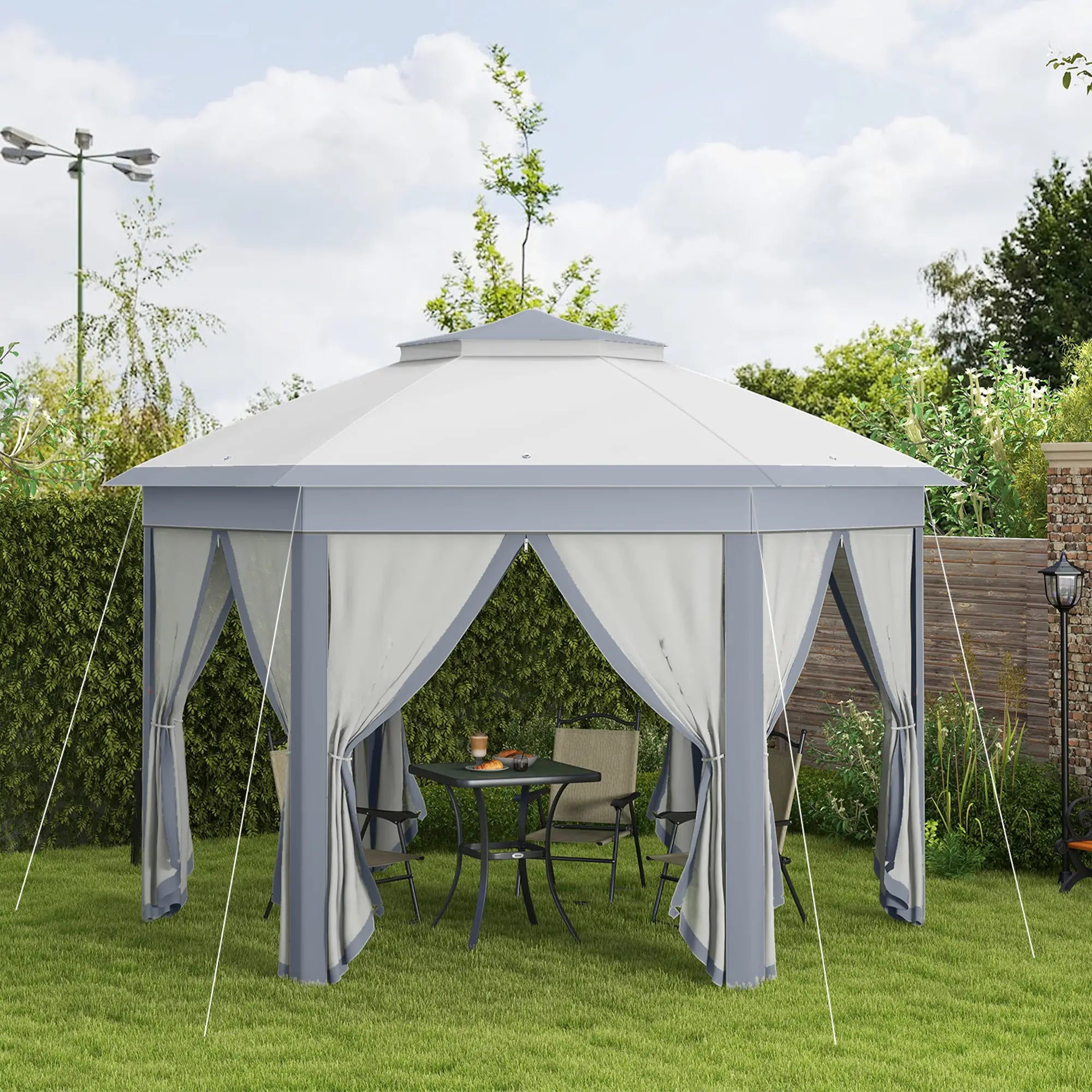 13' x 13' Pop Up Canopy Tent, Netting, Carry Bag, Instant Sun Shelter, Grey Pop Up Canopies at Gallery Canada
