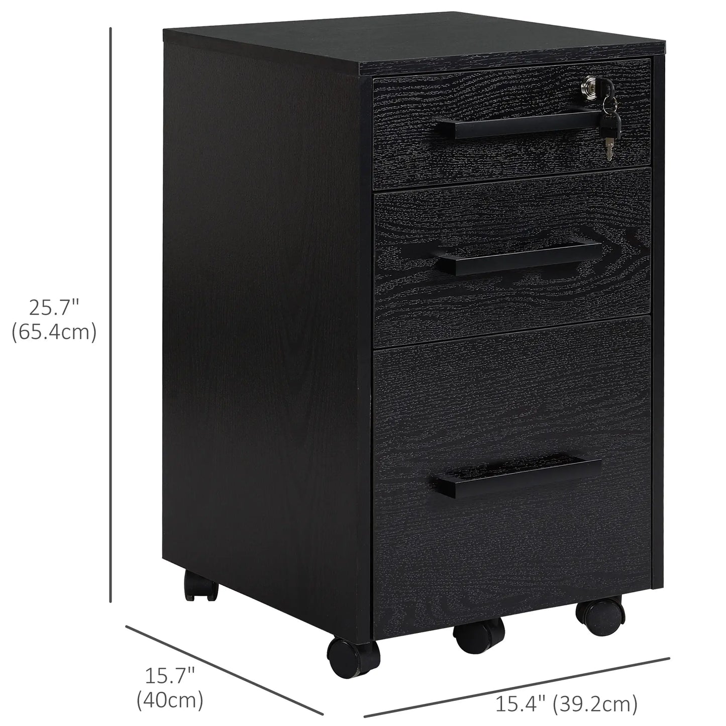 Lockable 3 Drawer Vertical File Cabinet, Hanging Bars, Letter and A4 Size, Black Office Cabinets & Cupboards at Gallery Canada