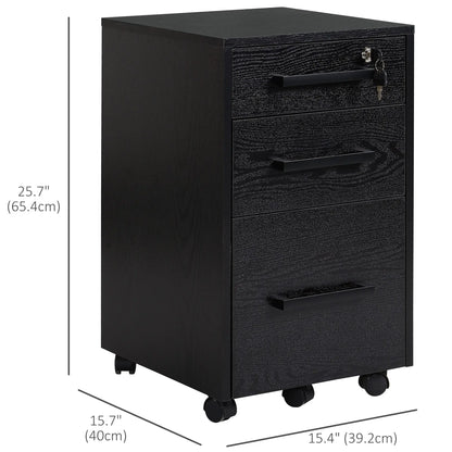 Lockable 3 Drawer Vertical File Cabinet, Hanging Bars, Letter and A4 Size, Black Office Cabinets & Cupboards at Gallery Canada