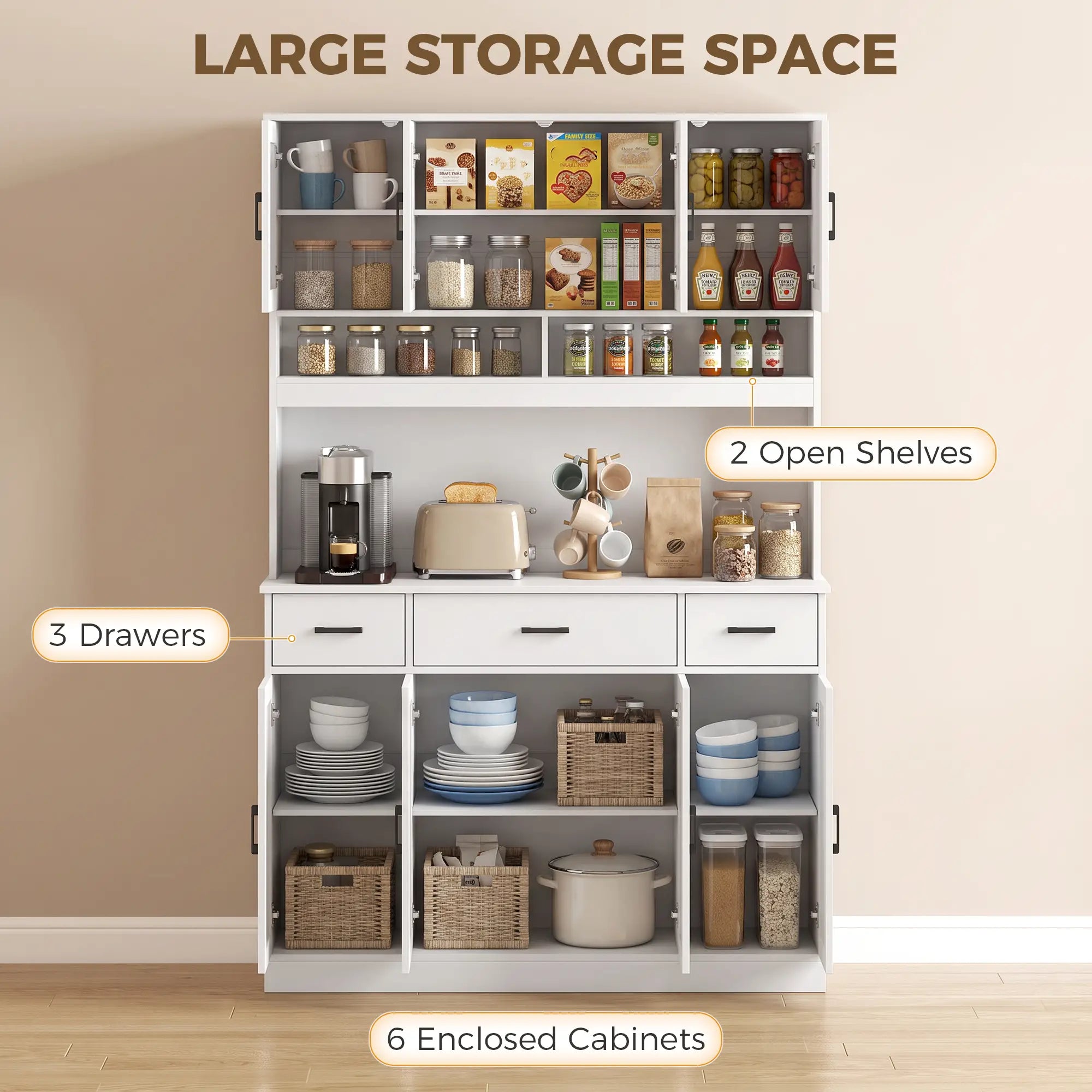 73 In Pantry Cabinet With Charging Station, White Kitchen Pantry Cabinets at Gallery Canada
