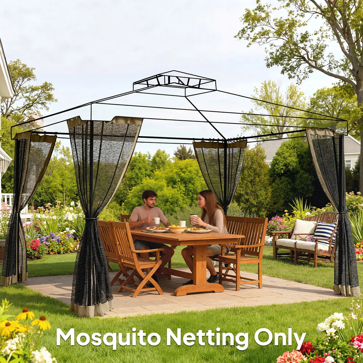 Mosquito Netting For Gazebo, 10' x 12', Black, Khaki Gazebo Sidewalls at Gallery Canada