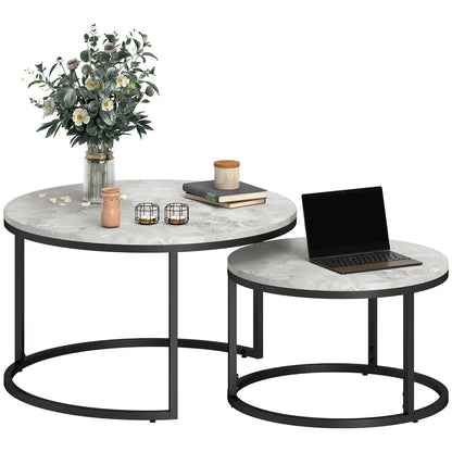 Modern Coffee Table Set of 2, Nesting Side Tables, Metal Base, Grey Coffee Tables at Gallery Canada