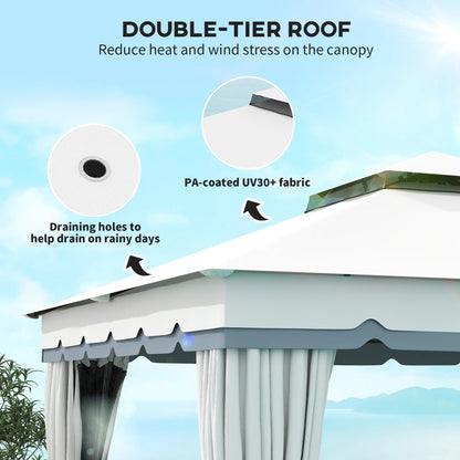 10' x 12' Double Roof Gazebo, Outdoor Shelter with Netting, Curtains Gazebos at Gallery Canada