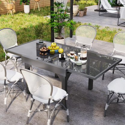 35"-71" Expandable Outdoor Table, Tempered Glass Top, Metal Frame, for 4-6 Person Patio Dinning Tables at Gallery Canada