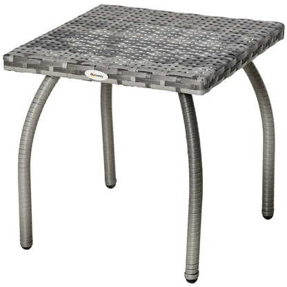 18" Rattan Coffee Table, Outdoor Side Table, Small Square, Grey Patio Side Tables at Gallery Canada
