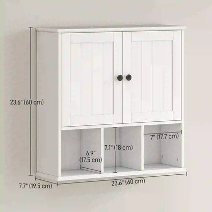 Farmhouse Wall Mounted Medicine Cabinet, Adjustable Shelf, White Wall Mounted Cabinets at Gallery Canada