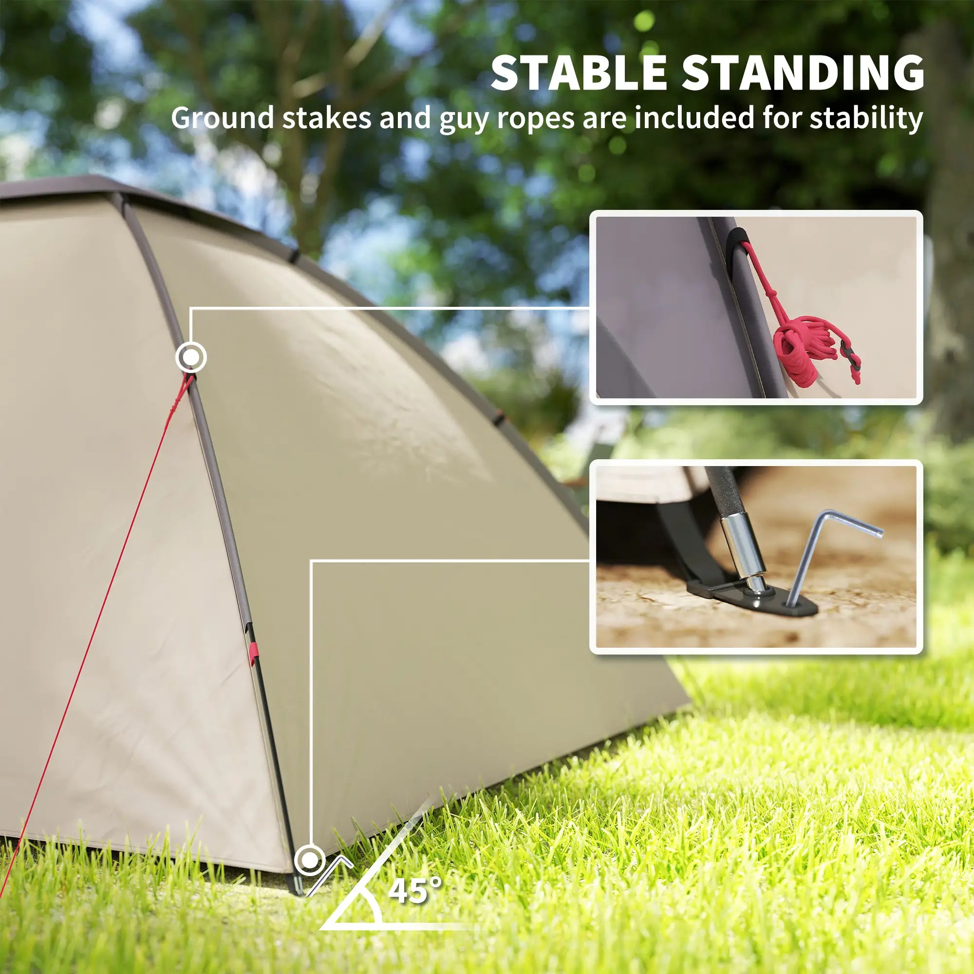 3 Person Camping Tent, Waterproof Dome, Bedroom, Porch, Khaki Camping Tents at Gallery Canada