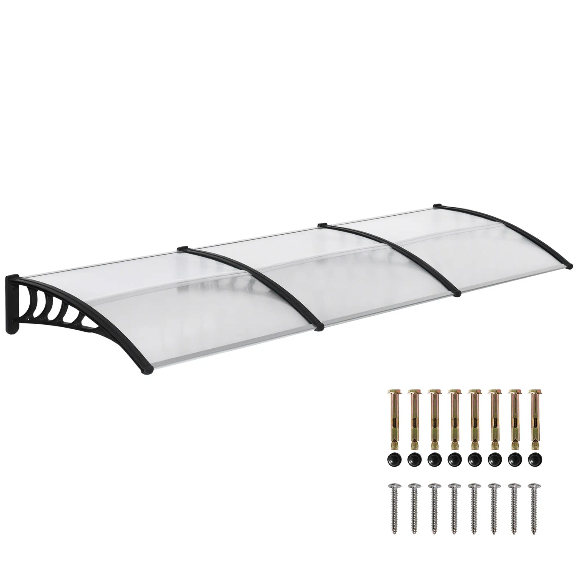 Awning Door Canopy, 119.3" x 37.8", Polycarbonate Patio Cover, Clear Door Awnings Black, Clear at Gallery Canada