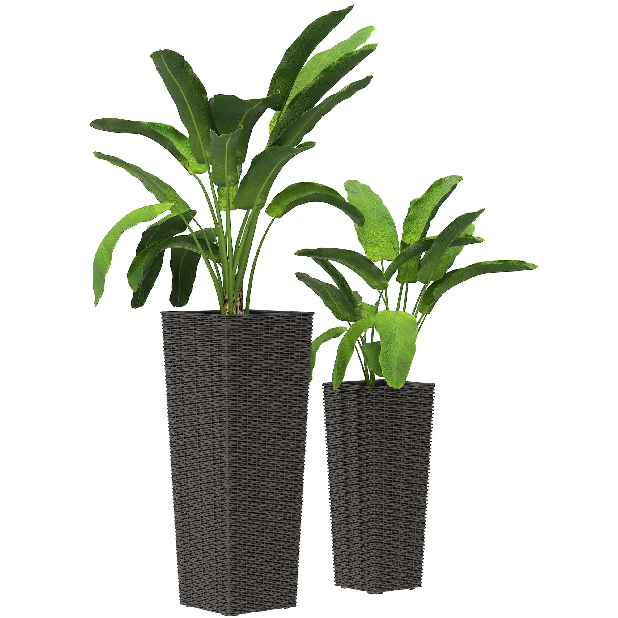 Set of 2 Tall Outdoor Planters with Drainage Holes, Flower Pots for Patio Garden Accessories at Gallery Canada