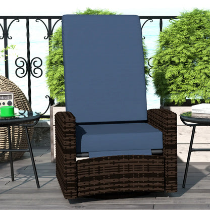 Outdoor Rattan Wicker Lounge Chair with Footrest &; Soft Cushion for Patio, Garden, Backyard, Dark Blue Patio Chairs at Gallery Canada