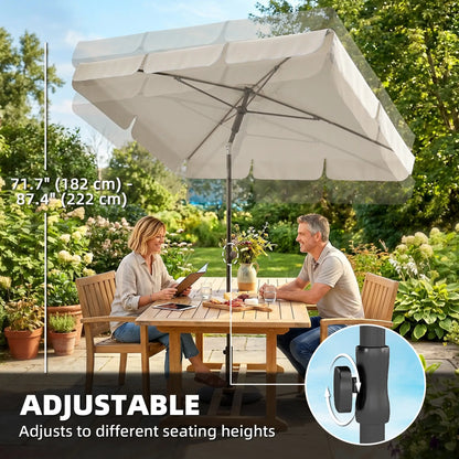 6' x 4' Beige Rectangular Patio Umbrella with Tilt Crank, Beige Sun Umbrellas at Gallery Canada