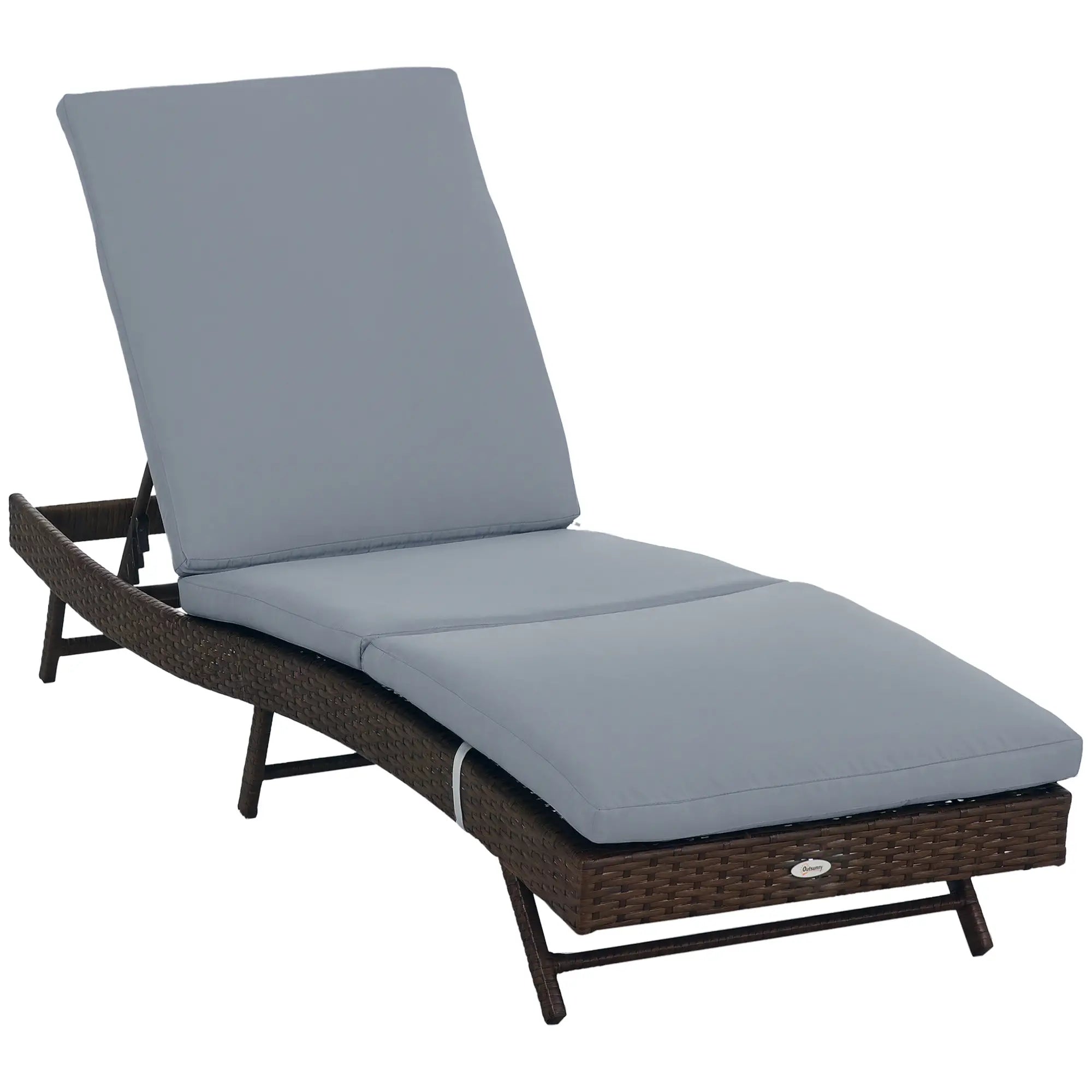 Wicker Patio Lounger, Outdoor S Shape Recliner, Adjustable Backrest, Grey Chaise Loungers Dark Brown, Grey at Gallery Canada