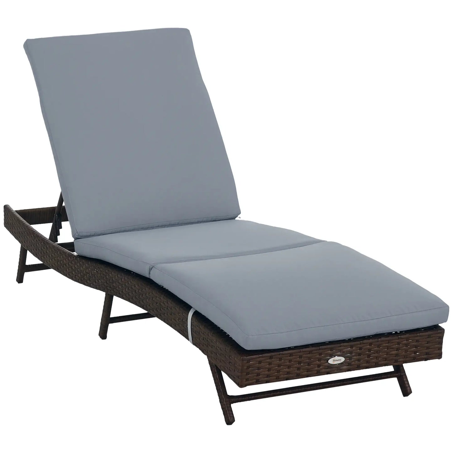 Wicker Patio Lounger, Outdoor S Shape Recliner, Adjustable Backrest, Grey Chaise Loungers Dark Brown, Grey at Gallery Canada