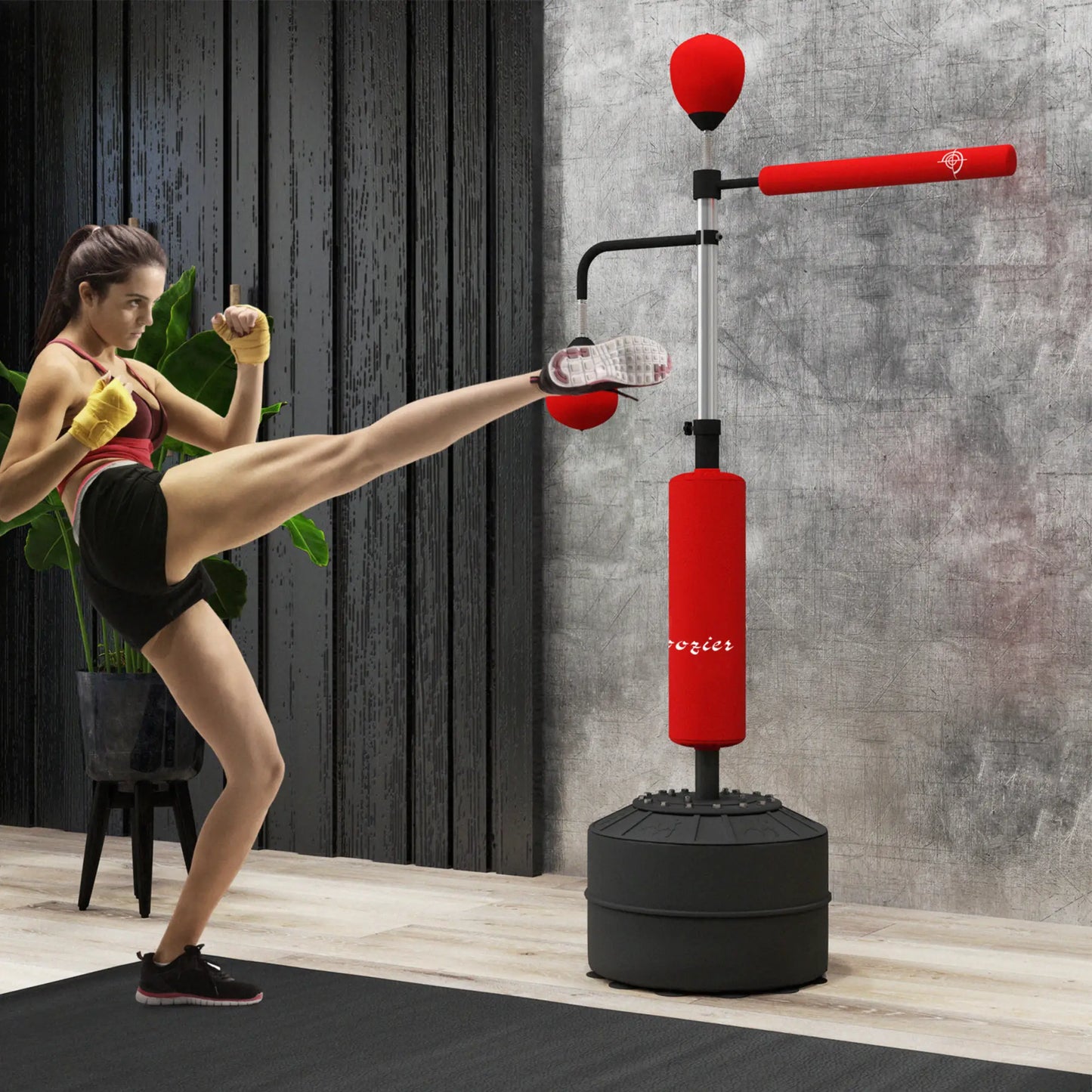 4-in-1 Free Standing Punching Bag, Adjustable Height, 2 Speed Balls, 360° Reflex Bar, Red Punching Bag Hangers at Gallery Canada