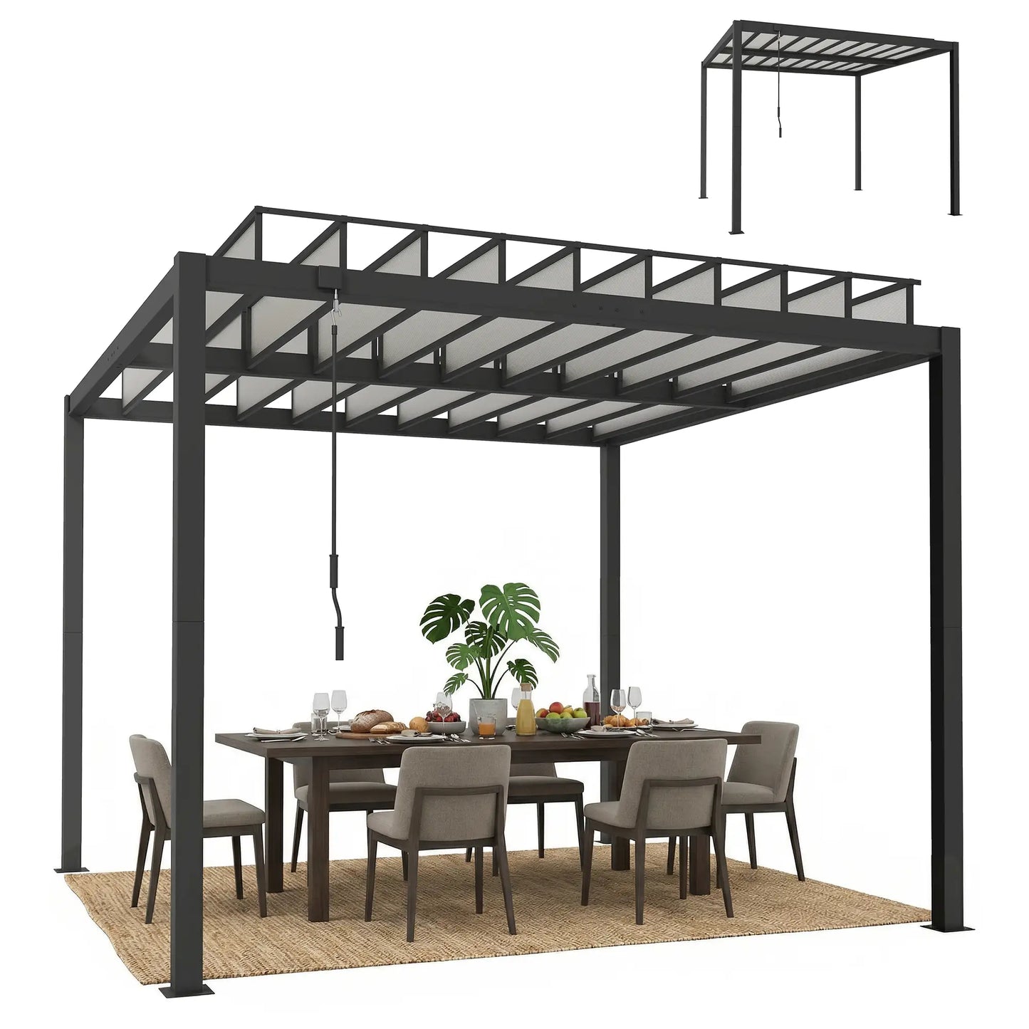 9.5 X 10 Ft Aluminum Louvered Pergola With Clear PC Roof, Clear Pergolas at Gallery Canada