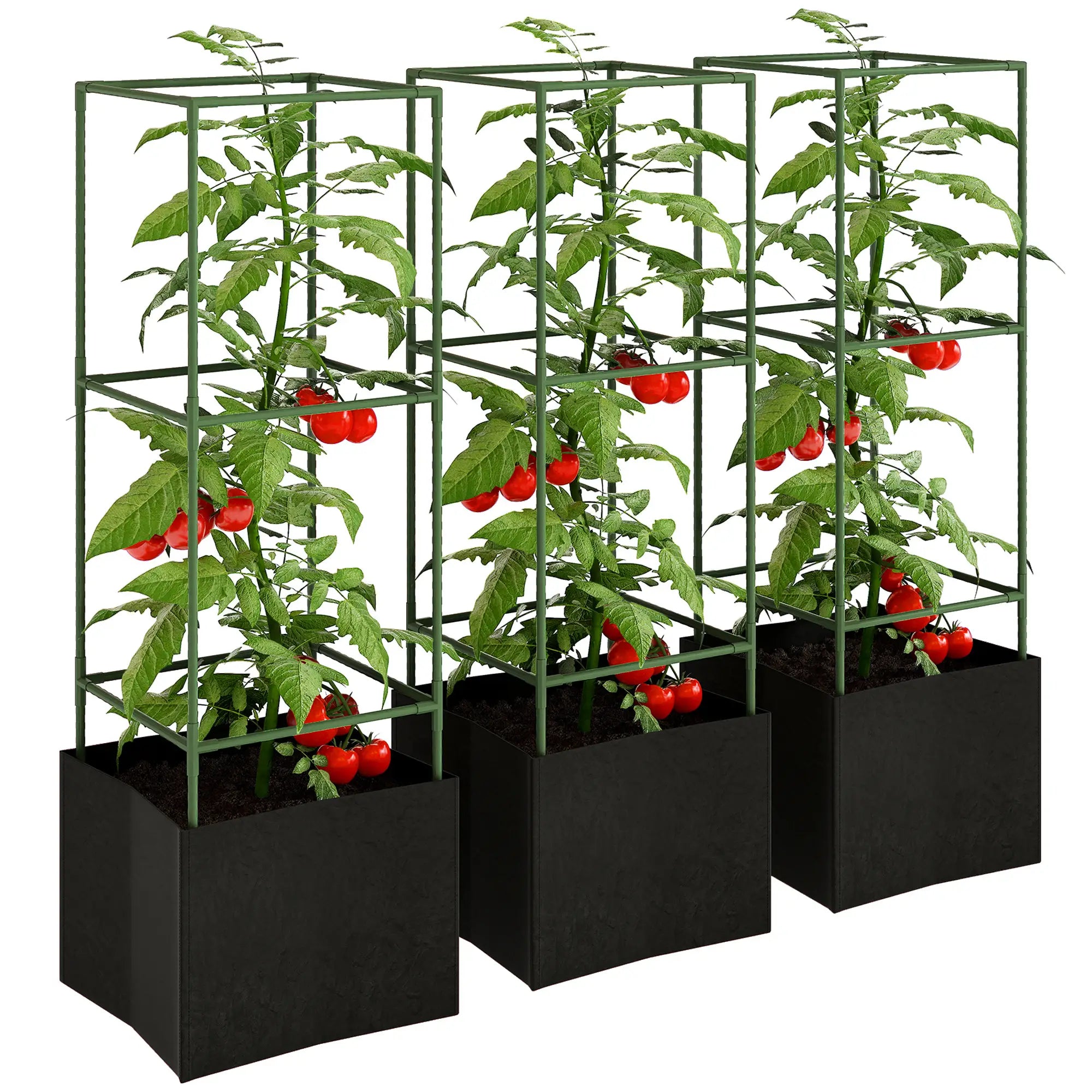 3 Tomato Cages With 13.5 Gallon Grow Bags, Adjustable Square Plant Trellis Raised Garden Beds at Gallery Canada