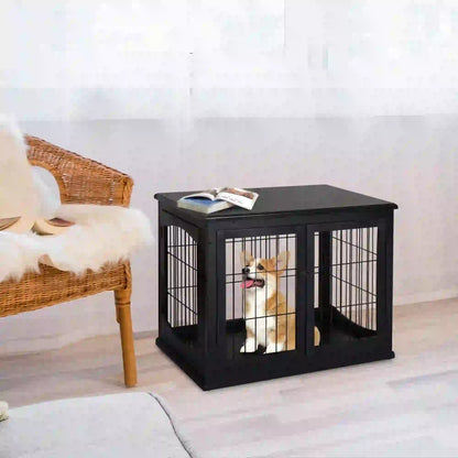 26" Wooden Dog Cage, Double Door, Modern Design, Black Houses, Kennels & Pens at Gallery Canada