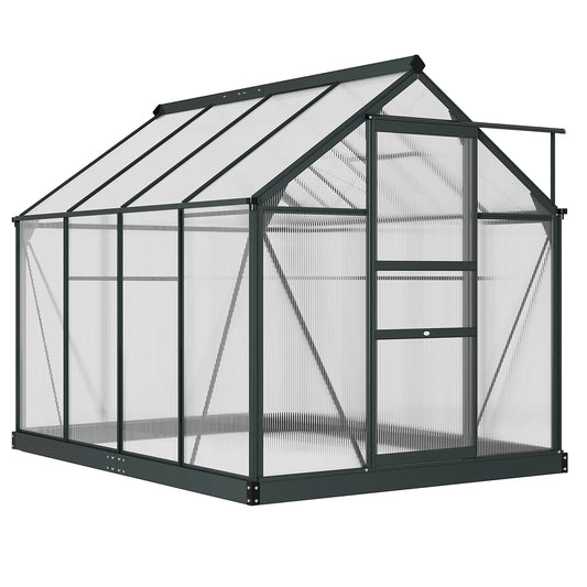 Greenhouse Garden, Outdoor Kit, PC Board Sliding Door, 6.2' x 8.3' x 6.6', Grey Walk In Greenhouses Grey, Clear at Gallery Canada