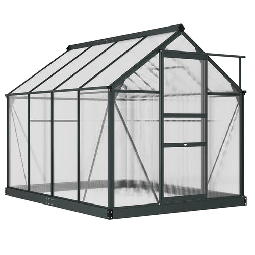 Greenhouse Garden, Outdoor Kit, PC Board Sliding Door, 6.2' x 8.3' x 6.6', Grey