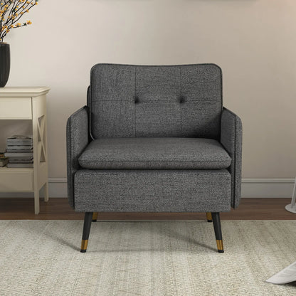 Modern Armchair, Upholstered Accent Chair, Tufted Back, Steel Legs, Dark Grey Accent Chairs at Gallery Canada