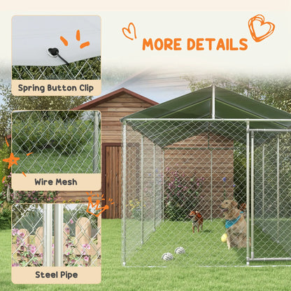 19.7' x 7.5' x 7.5' Outdoor Dog Kennel, Waterproof UV Resistant Cover, Silver Houses, Kennels & Pens at Gallery Canada