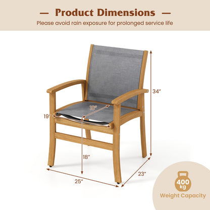 Set of 2 Patio Dining Chairs with Breathable Fabric and Acacia Wood Frame, Natural Patio Dining Chairs at Gallery Canada