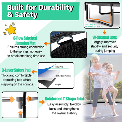 10 Feet ASTM Approved Recreational Trampoline with Ladder, Black Trampolines at Gallery Canada