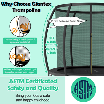 10 Feet ASTM Approved Recreational Trampoline with Ladder, Black Trampolines at Gallery Canada