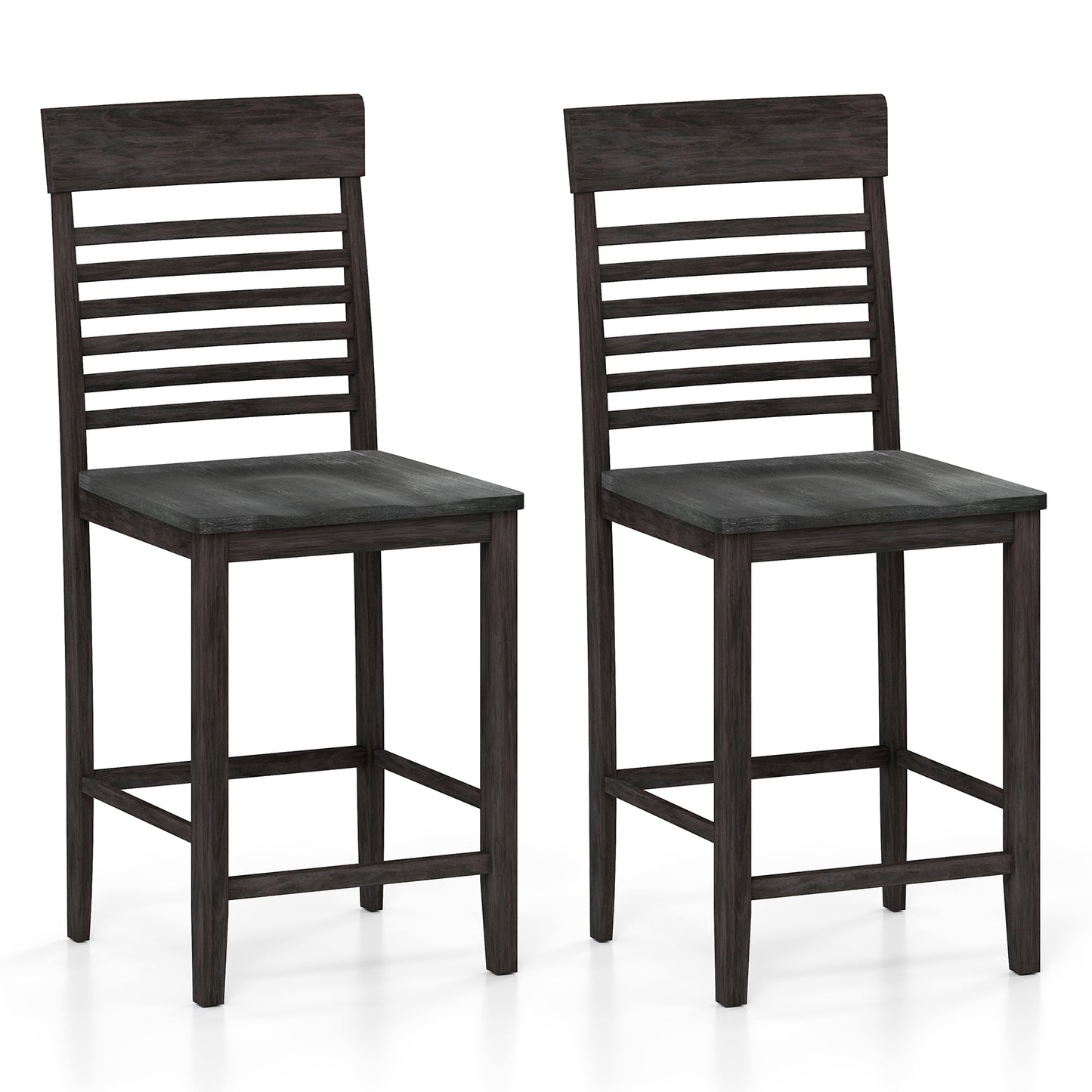Dining Chair Set of 2 with Footrests and Solid Wood Frame, Gray Dining Chairs at Gallery Canada