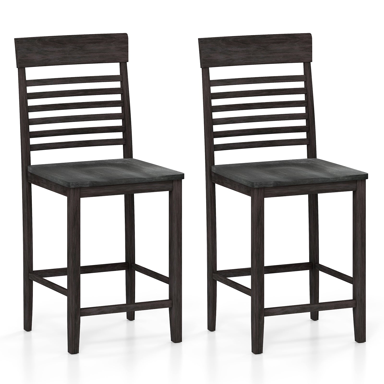 Dining Chair Set of 2 with Footrests and Solid Wood Frame, Gray Dining Chairs at Gallery Canada