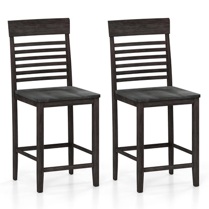 Dining Chair Set of 2 with Footrests and Solid Wood Frame, Gray Dining Chairs at Gallery Canada