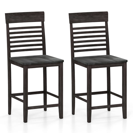 Dining Chair Set of 2 with Footrests and Solid Wood Frame, Gray Dining Chairs Gray at Gallery Canada