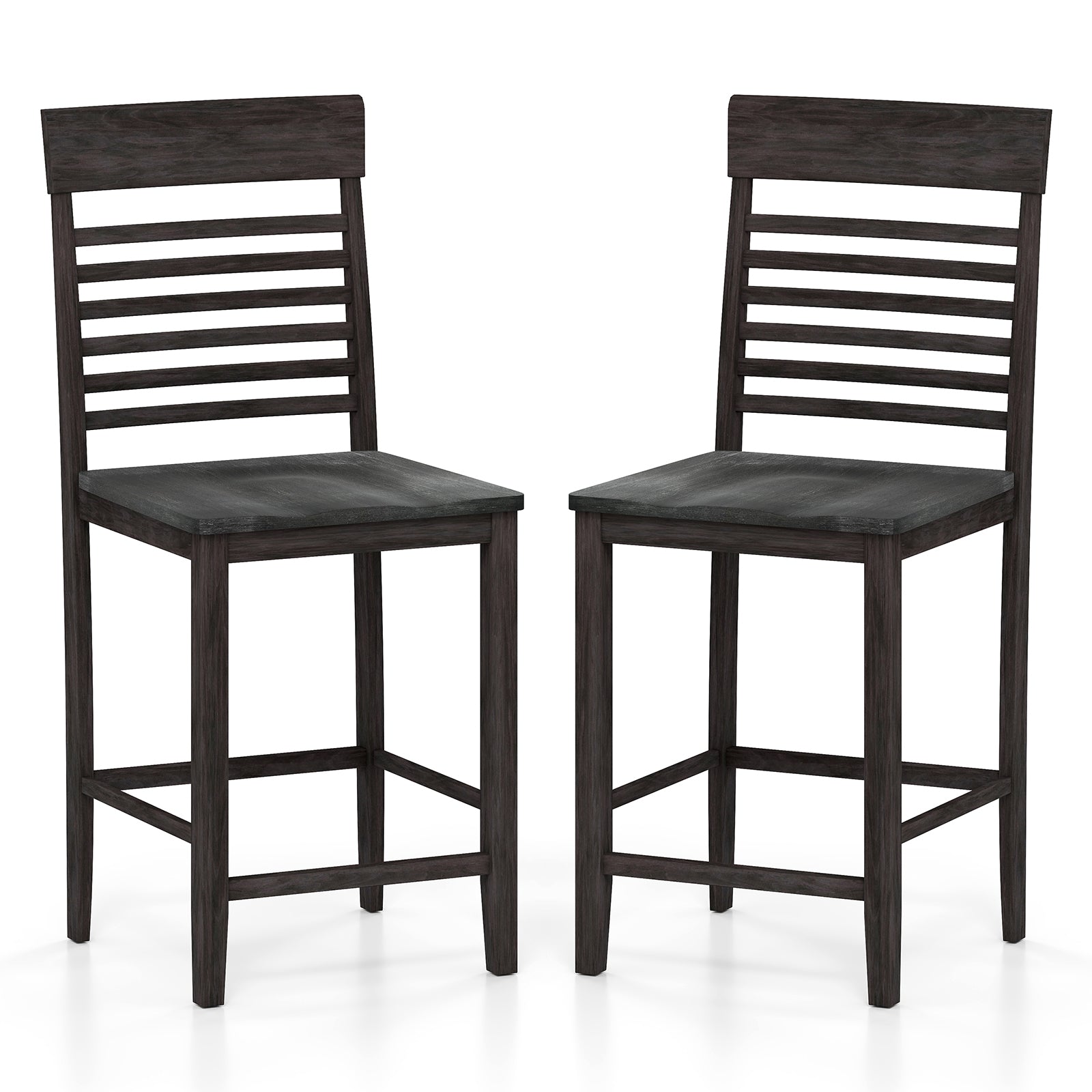 Dining Chair Set of 2 with Footrests and Solid Wood Frame, Gray Dining Chairs at Gallery Canada