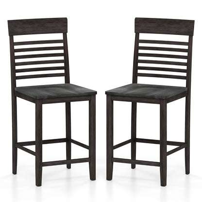 Dining Chair Set of 2 with Footrests and Solid Wood Frame, Gray Dining Chairs at Gallery Canada