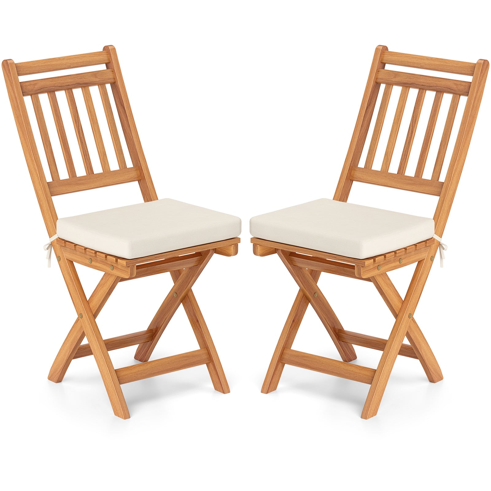 Patio Folding Chairs Set of 2 with Soft Seat Cushion-B, White Patio Dining Chairs at Gallery Canada
