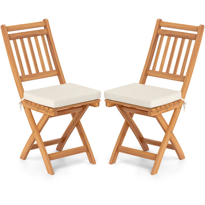 Patio Folding Chairs Set of 2 with Soft Seat Cushion-B, White Patio Dining Chairs White at Gallery Canada