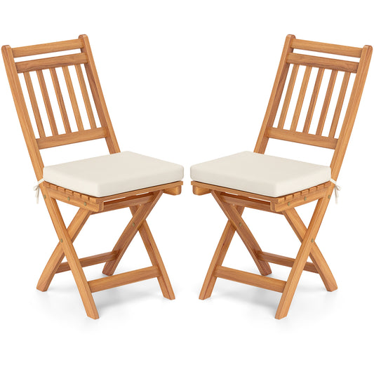 Patio Folding Chairs Set of 2 with Soft Seat Cushion-B, White Patio Dining Chairs White at Gallery Canada