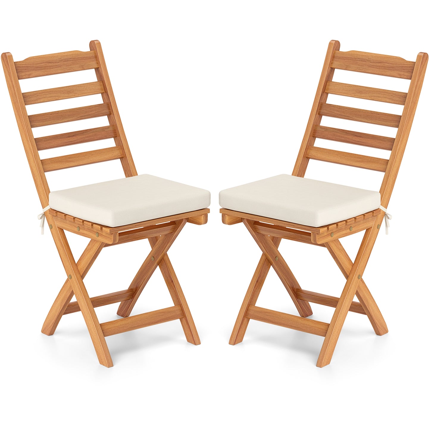 Patio Folding Chairs Set of 2 with Soft Seat Cushion-A, White Patio Dining Chairs at Gallery Canada