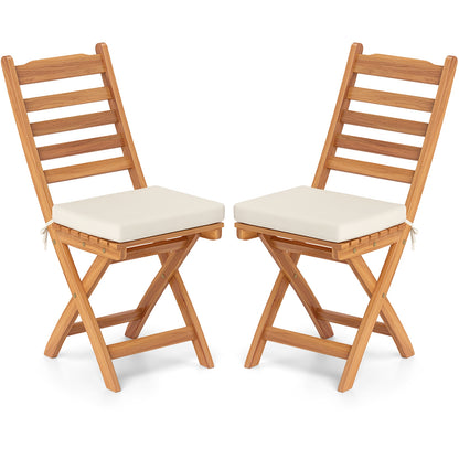 Patio Folding Chairs Set of 2 with Soft Seat Cushion-A, White Patio Dining Chairs at Gallery Canada