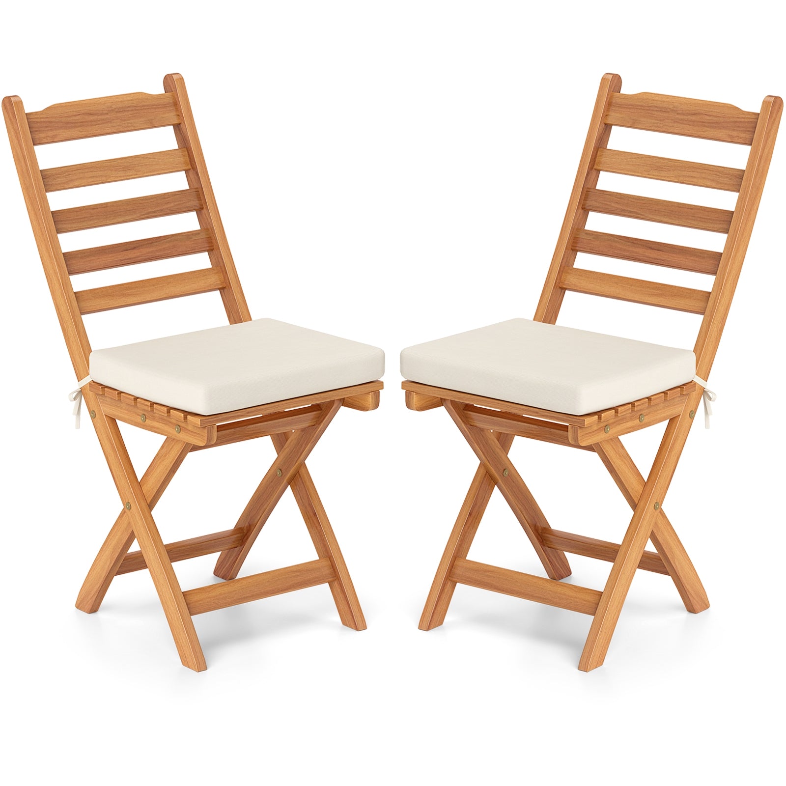 Patio Folding Chairs Set of 2 with Soft Seat Cushion-A, White Patio Dining Chairs White at Gallery Canada