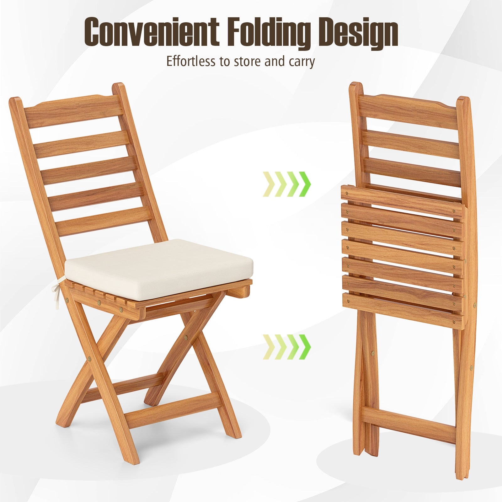 Patio Folding Chairs Set of 2 with Soft Seat Cushion-A, White Patio Dining Chairs at Gallery Canada